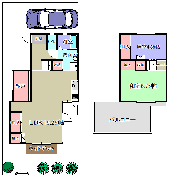 所沢市こぶし町の戸建貸家 間取り図